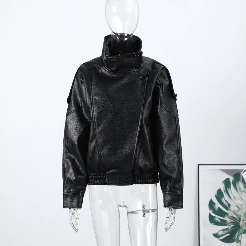 Signature Oversized Faux Leather Moto Jacket – view 19