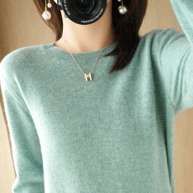 Essential Soft Knit Crew Neck Sweater in Mint – view 2