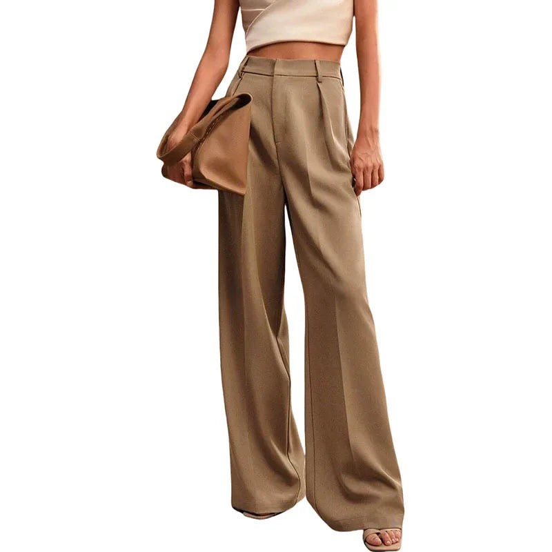 Pleat-Front Palazzo Trousers in Taupe – view 2