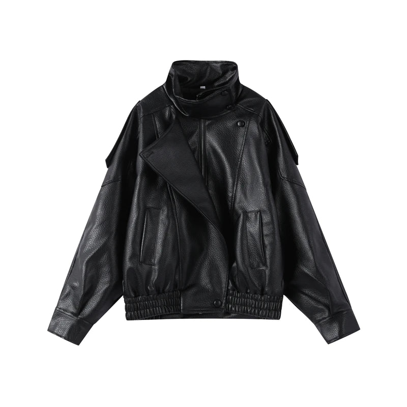 Signature Oversized Faux Leather Moto Jacket – view 21