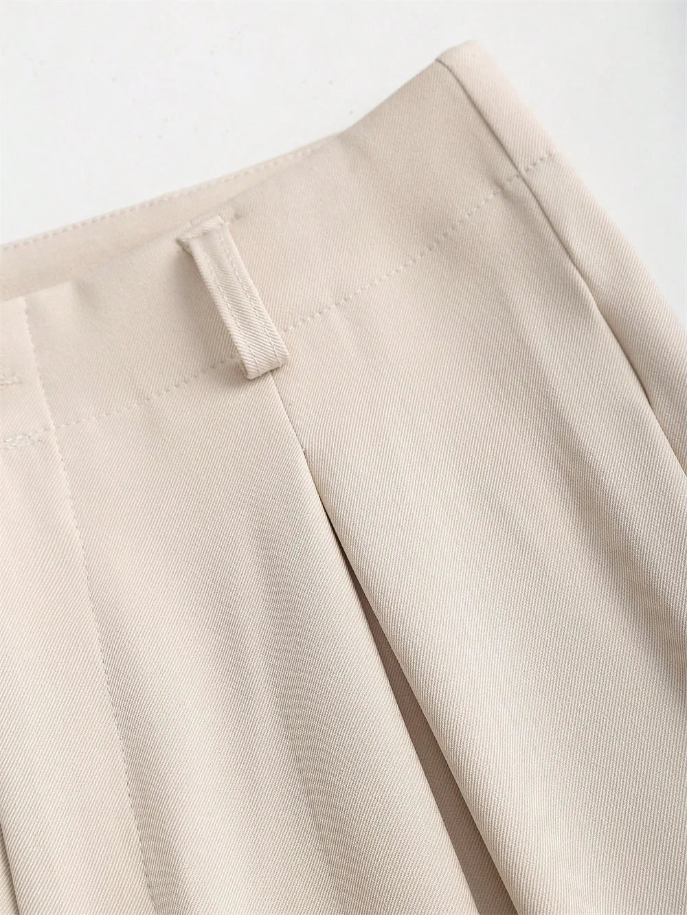 Pleated Wide Leg Suit Trousers in Beige – view 4