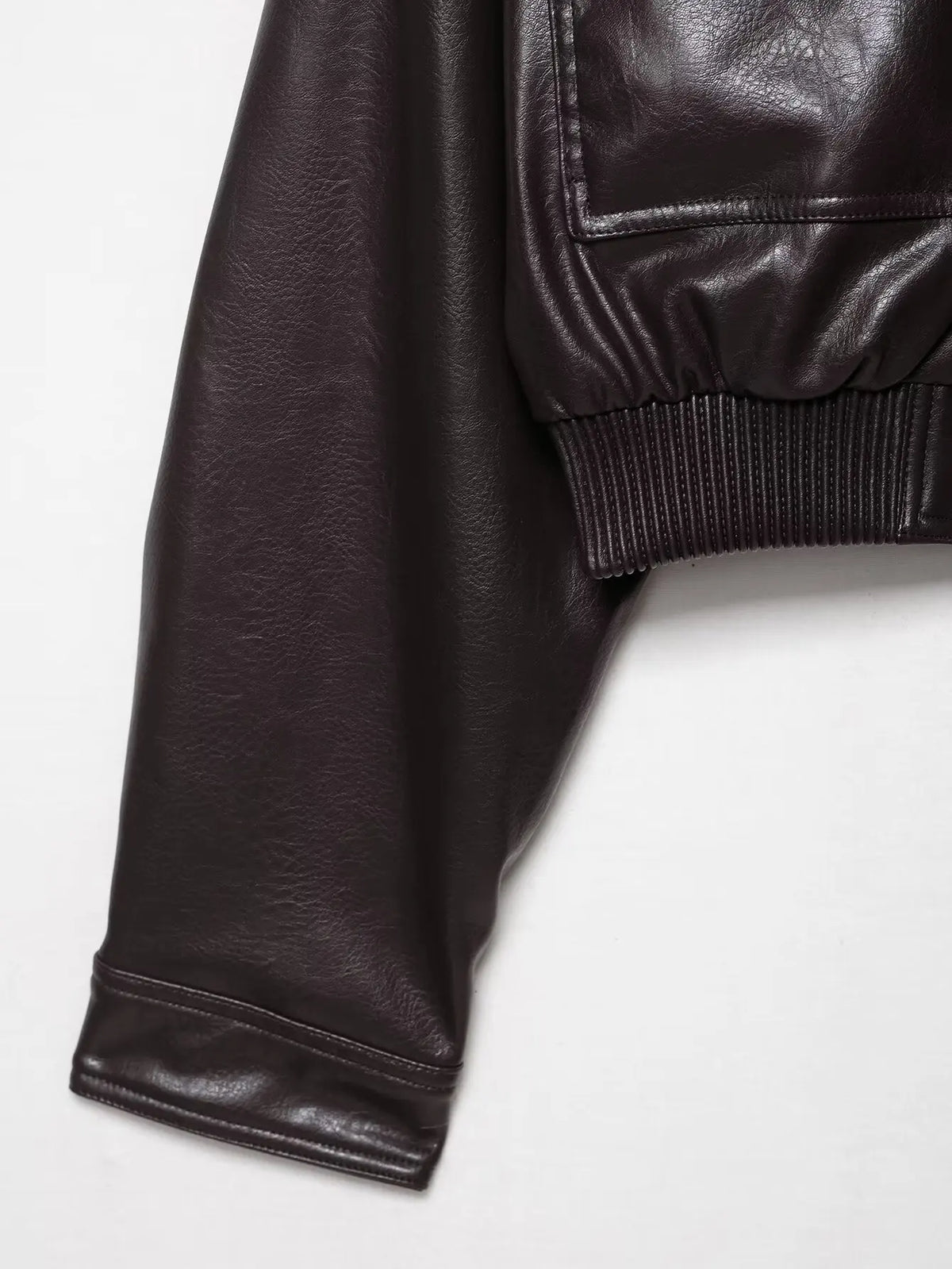 Classic Cropped Faux Leather Utility Jacket – view 8