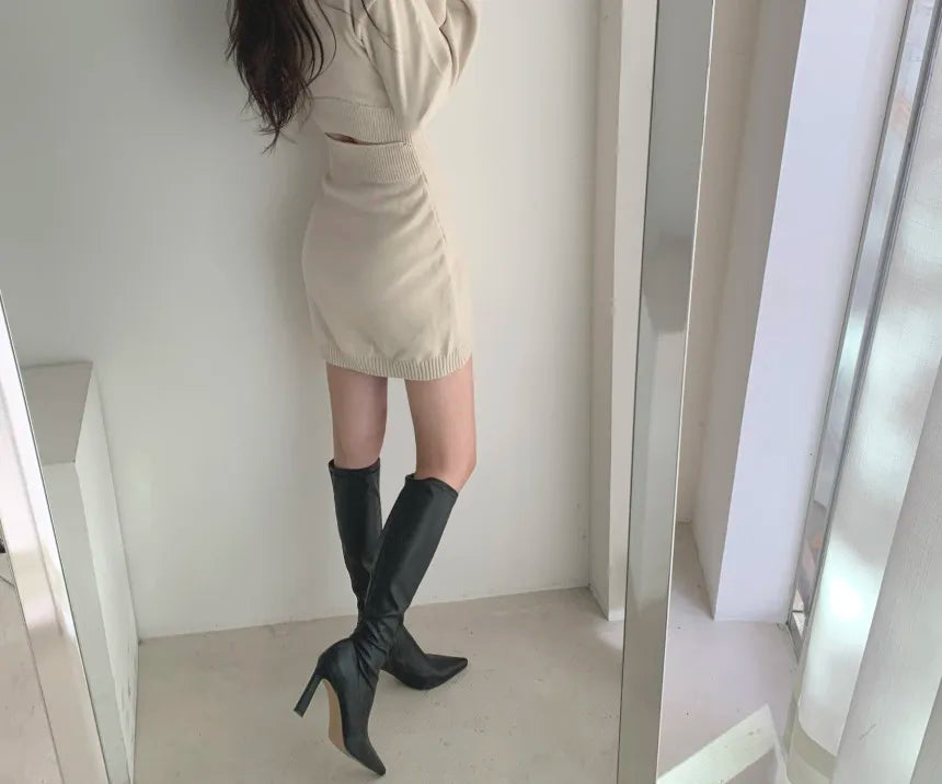 Signature Cable Knit Mini Sweater Dress – view 7