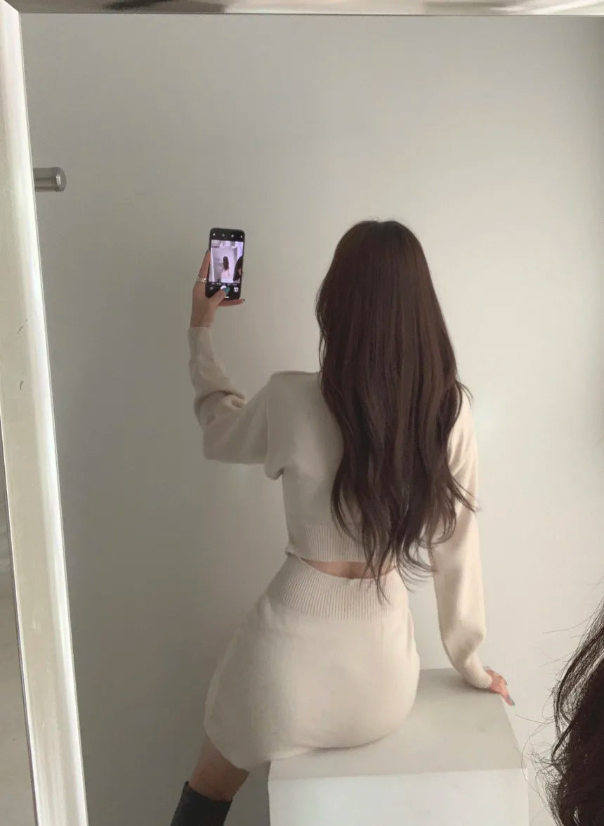 Signature Cable Knit Mini Sweater Dress – view 6