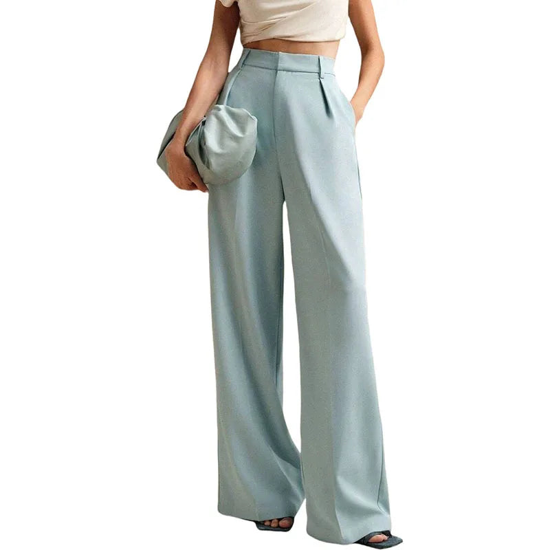 Pleat-Front Palazzo Trousers in Sky Blue – view 2