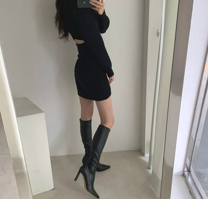 Signature Cable Knit Mini Sweater Dress – view 5