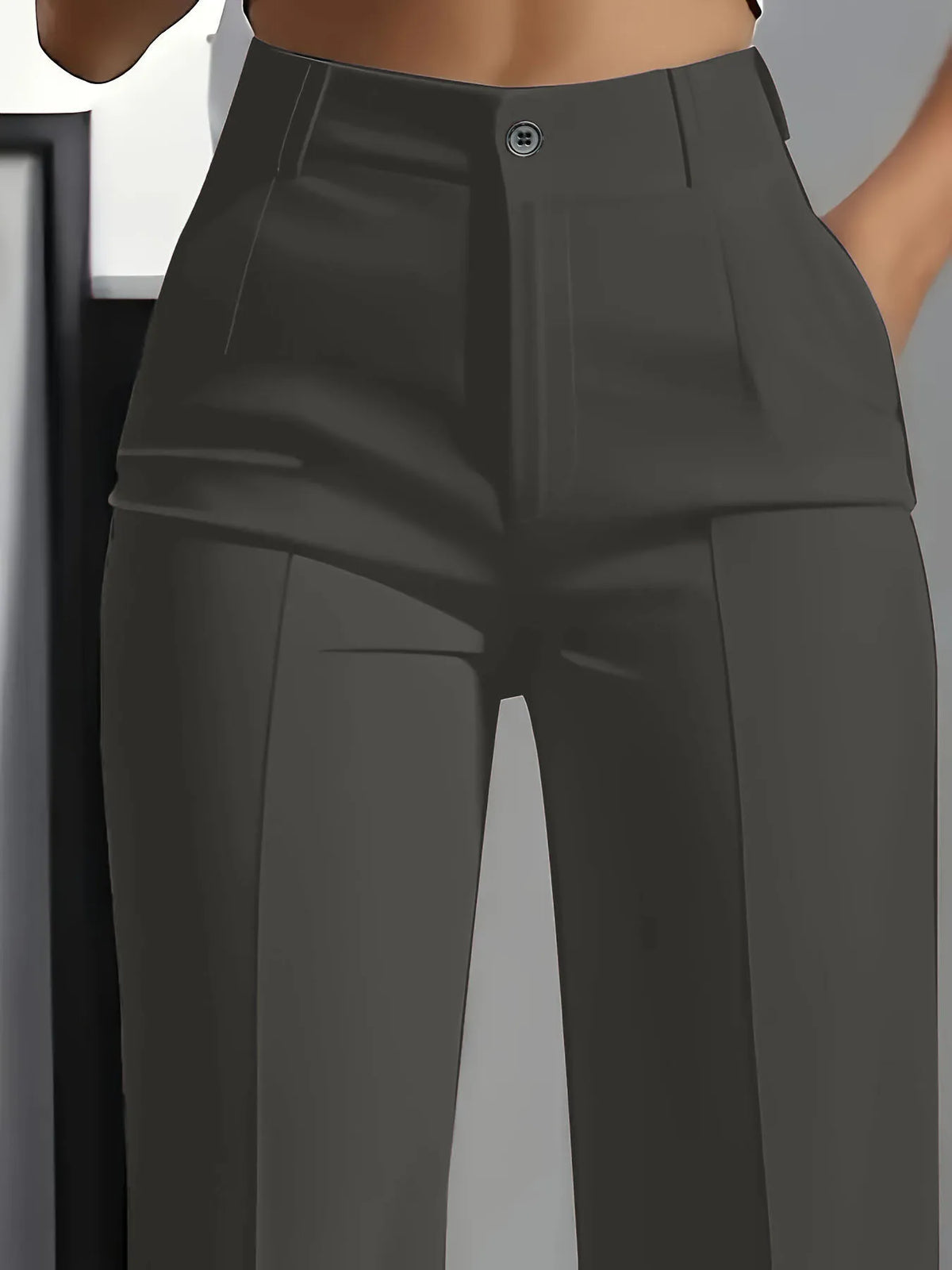 Essential High Waist Tailored Straight Leg Trousers in Charcoal – view 2