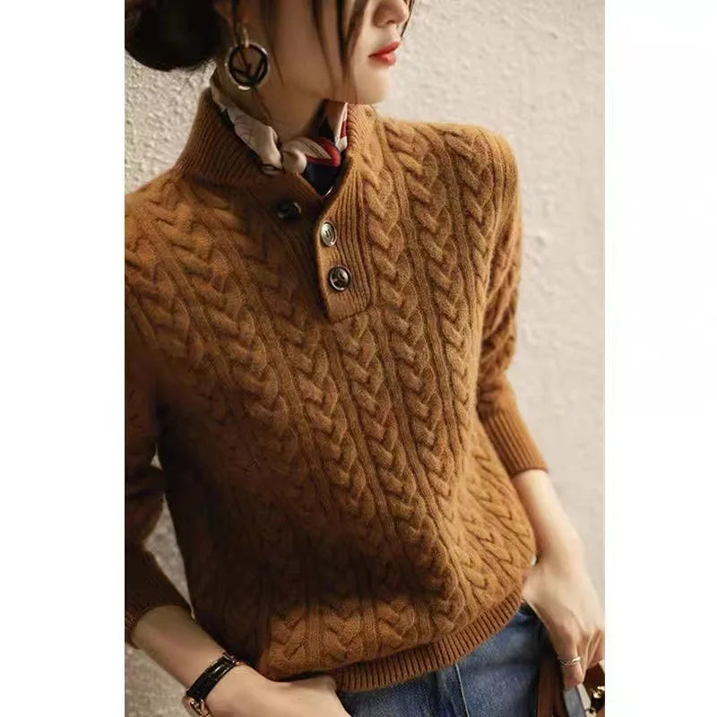 Signature Cable Knit Button Collar Sweater – view 4