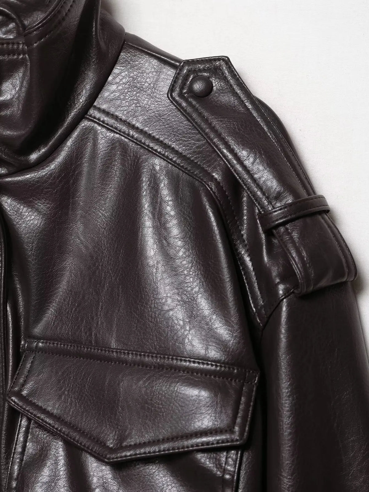Classic Cropped Faux Leather Utility Jacket – view 11