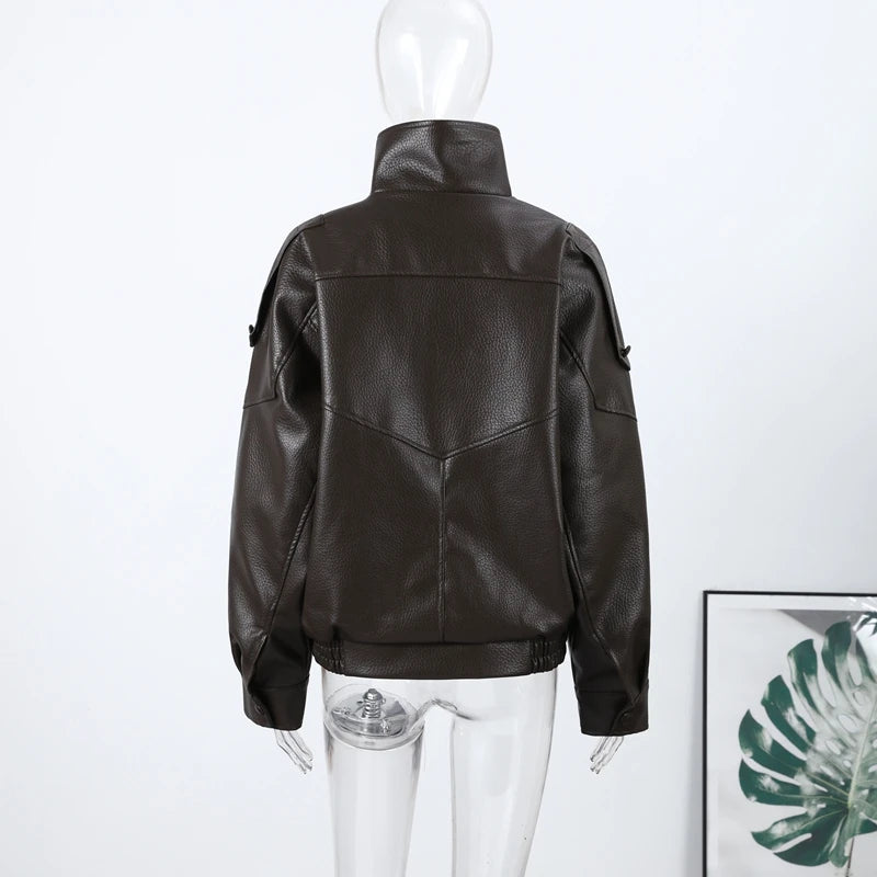 Signature Oversized Faux Leather Moto Jacket – view 16