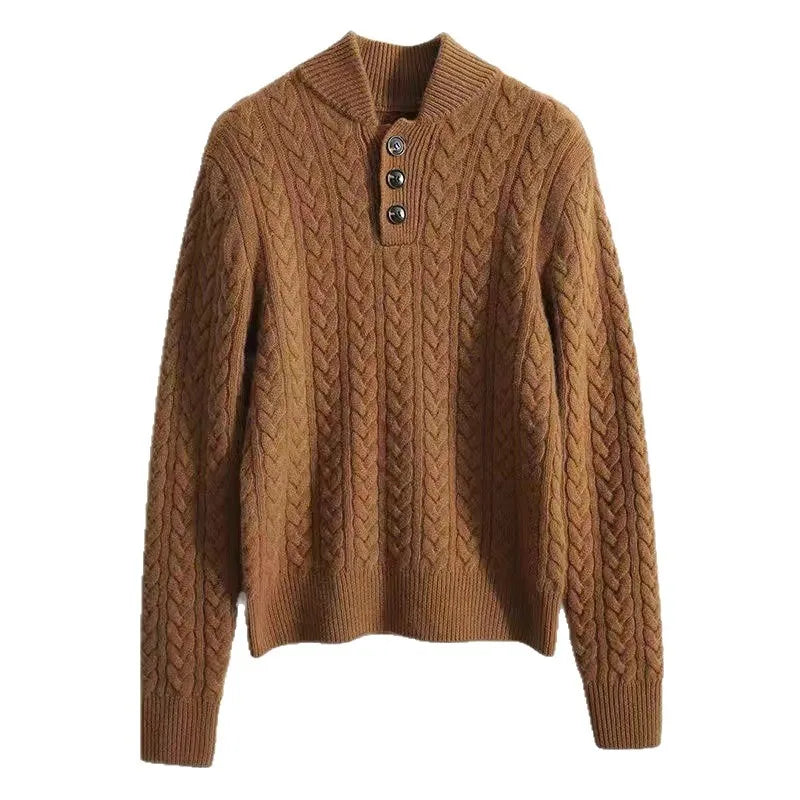 Signature Cable Knit Button Collar Sweater – view 2