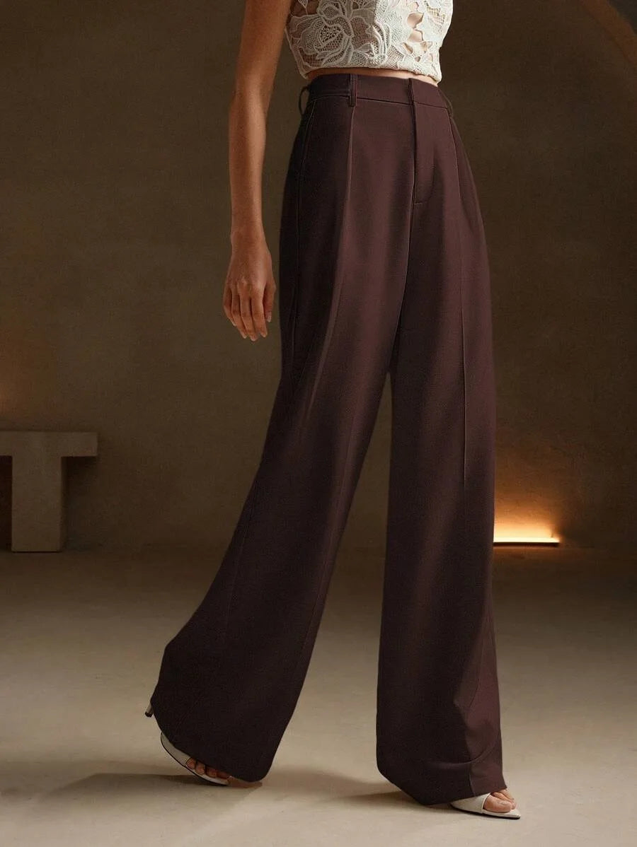 Pleat-Front Palazzo Trousers in Chocolate – view 5
