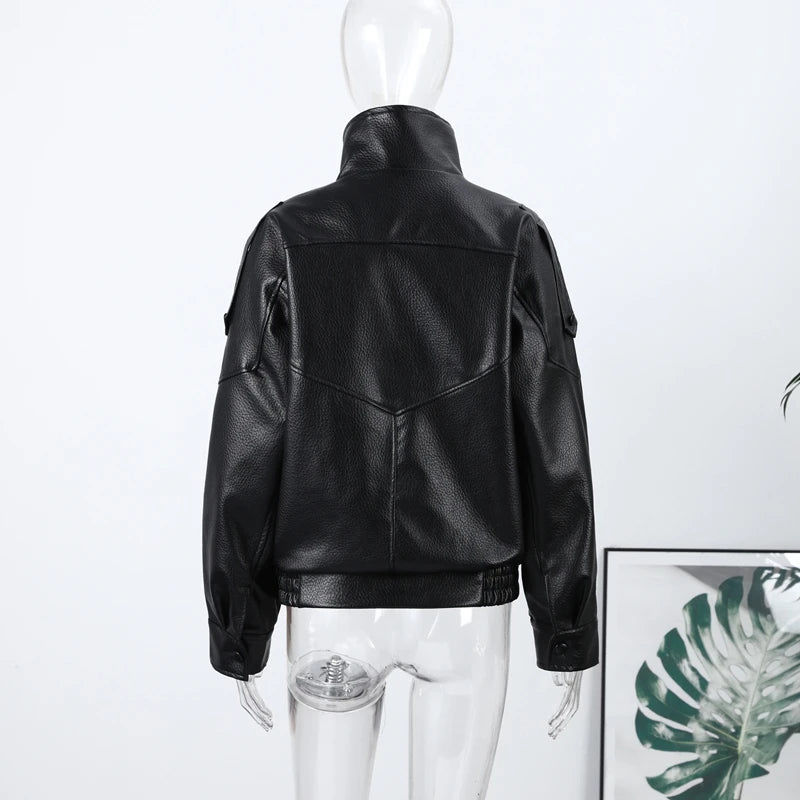 Signature Oversized Faux Leather Moto Jacket – view 20