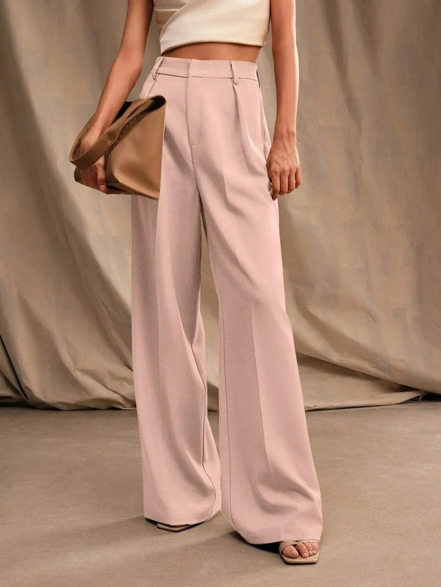 Pleat-Front Palazzo Trousers in Pink – view 4