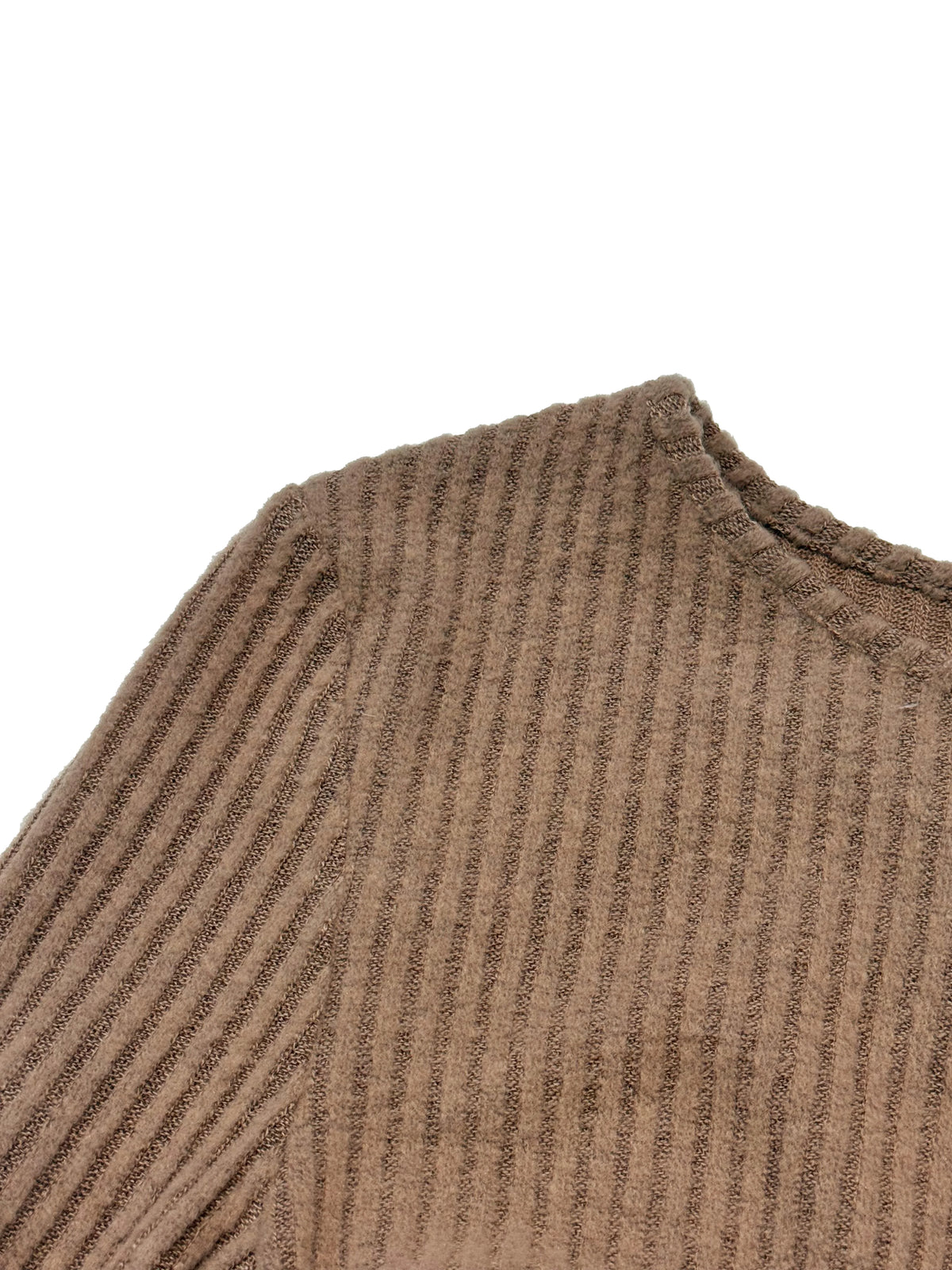 Signature Ribbed Twist Front Midi Dress in Camel – view 4