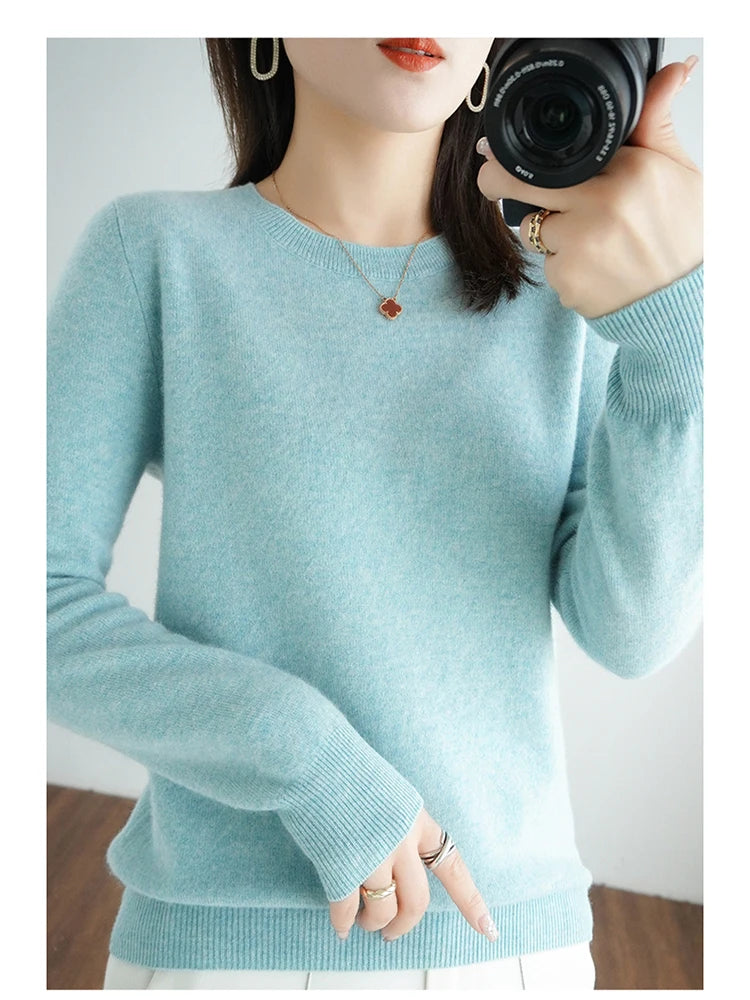 Essential Soft Knit Crew Neck Sweater in Mint – view 6