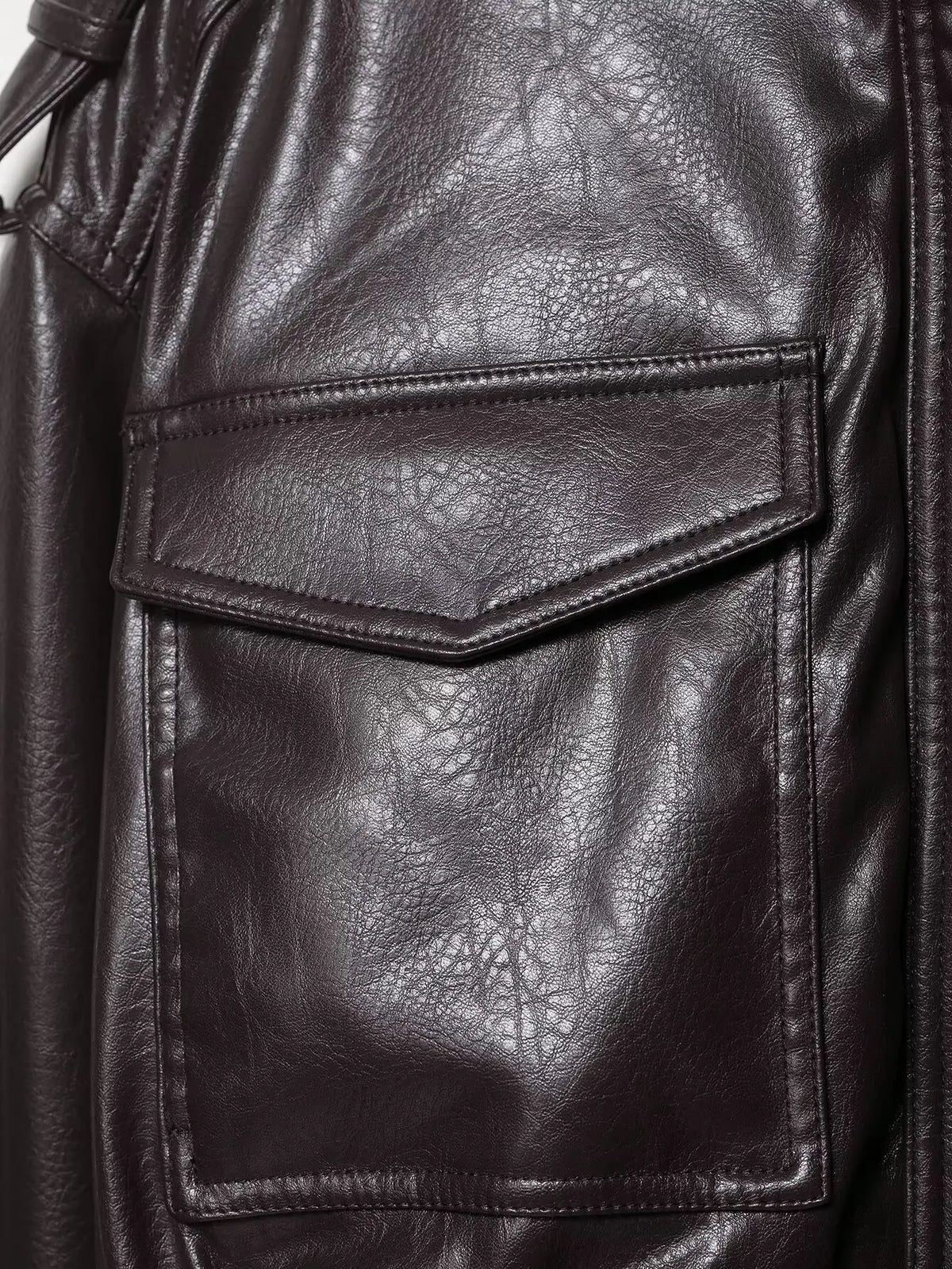 Classic Cropped Faux Leather Utility Jacket – view 12