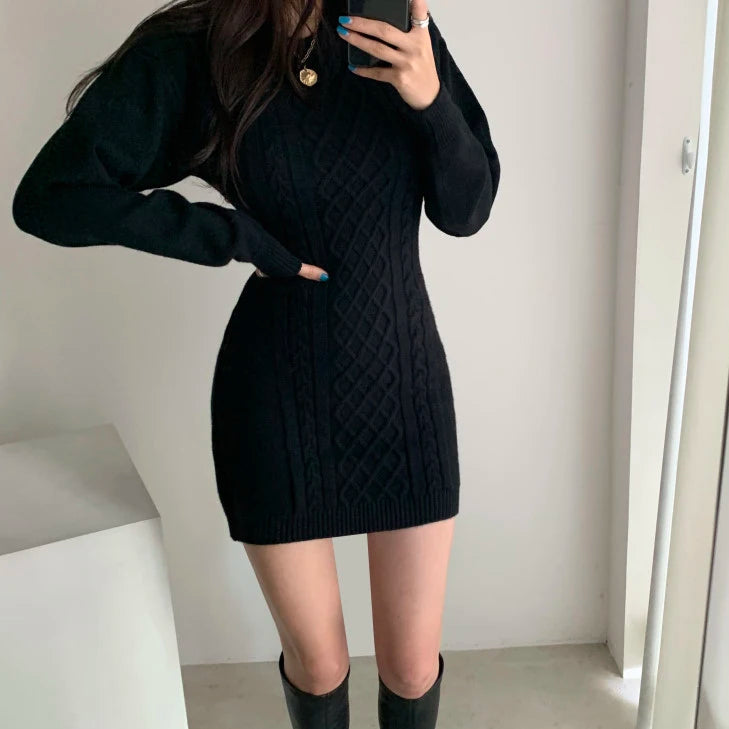 Signature Cable Knit Mini Sweater Dress – view 8