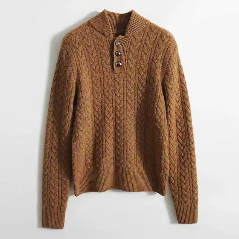 Signature Cable Knit Button Collar Sweater – view 8