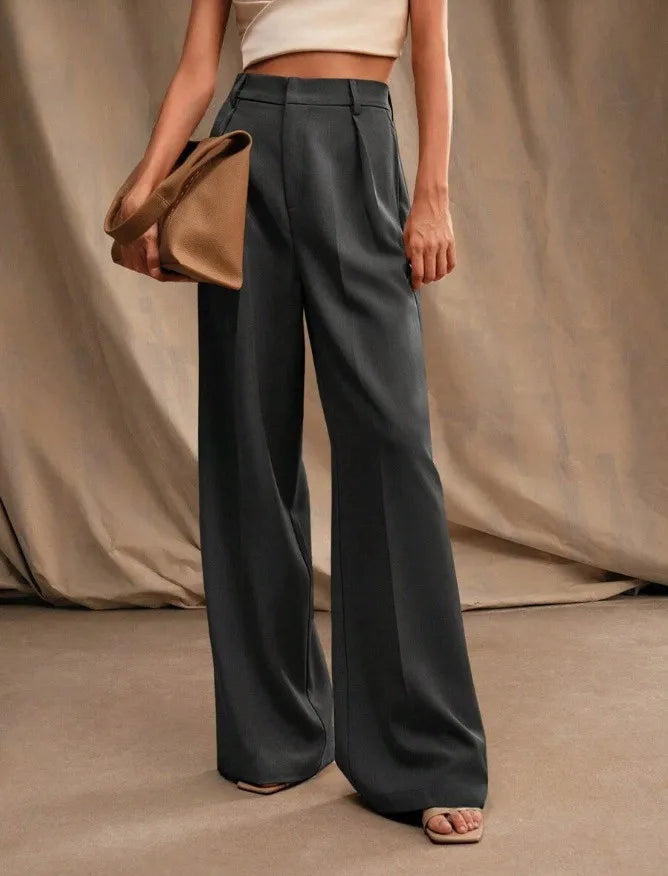 Pleat-Front Palazzo Trousers in Charcoal – view 5