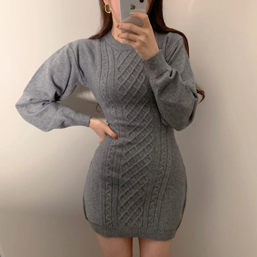 Signature Cable Knit Mini Sweater Dress – view 9
