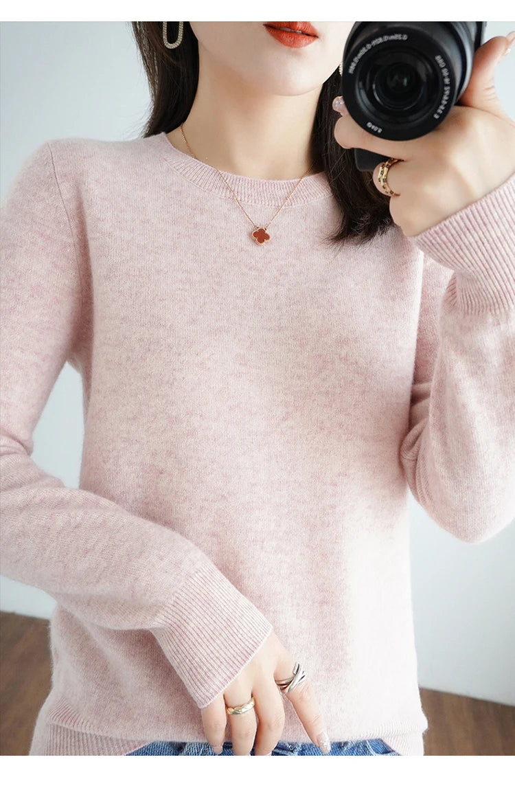 Essential Soft Knit Crew Neck Sweater in Pink – view 2
