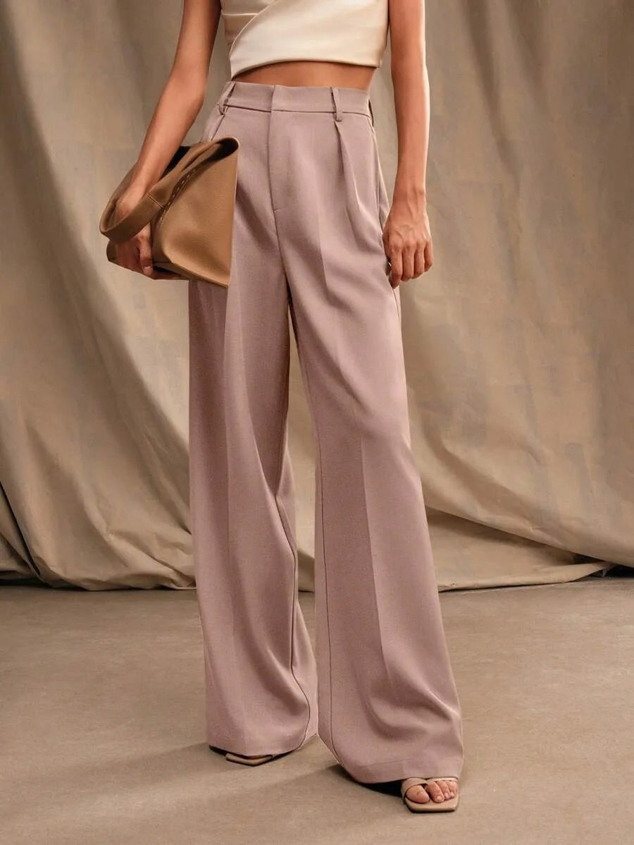 Pleat-Front Palazzo Trousers in Lilac – view 4