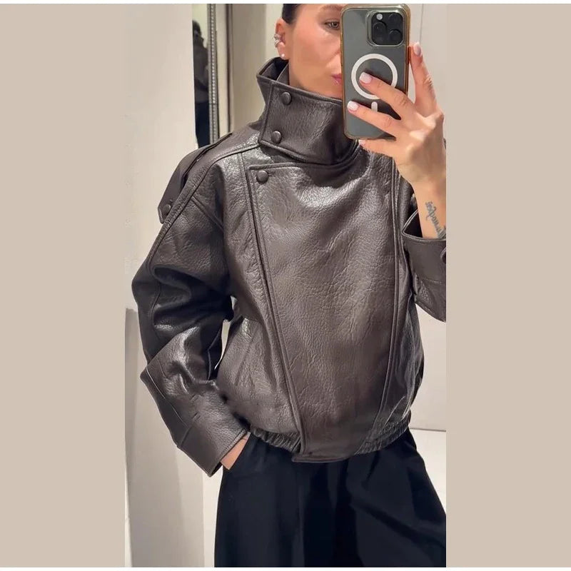 Signature Oversized Faux Leather Moto Jacket – view 10