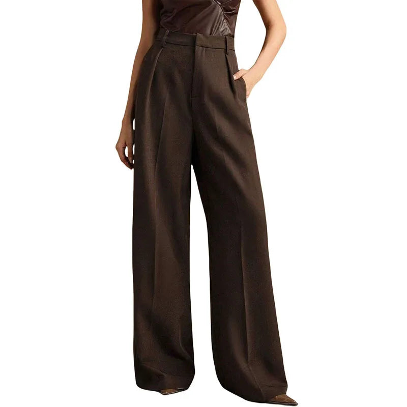 Pleat-Front Palazzo Trousers in Chocolate – view 2