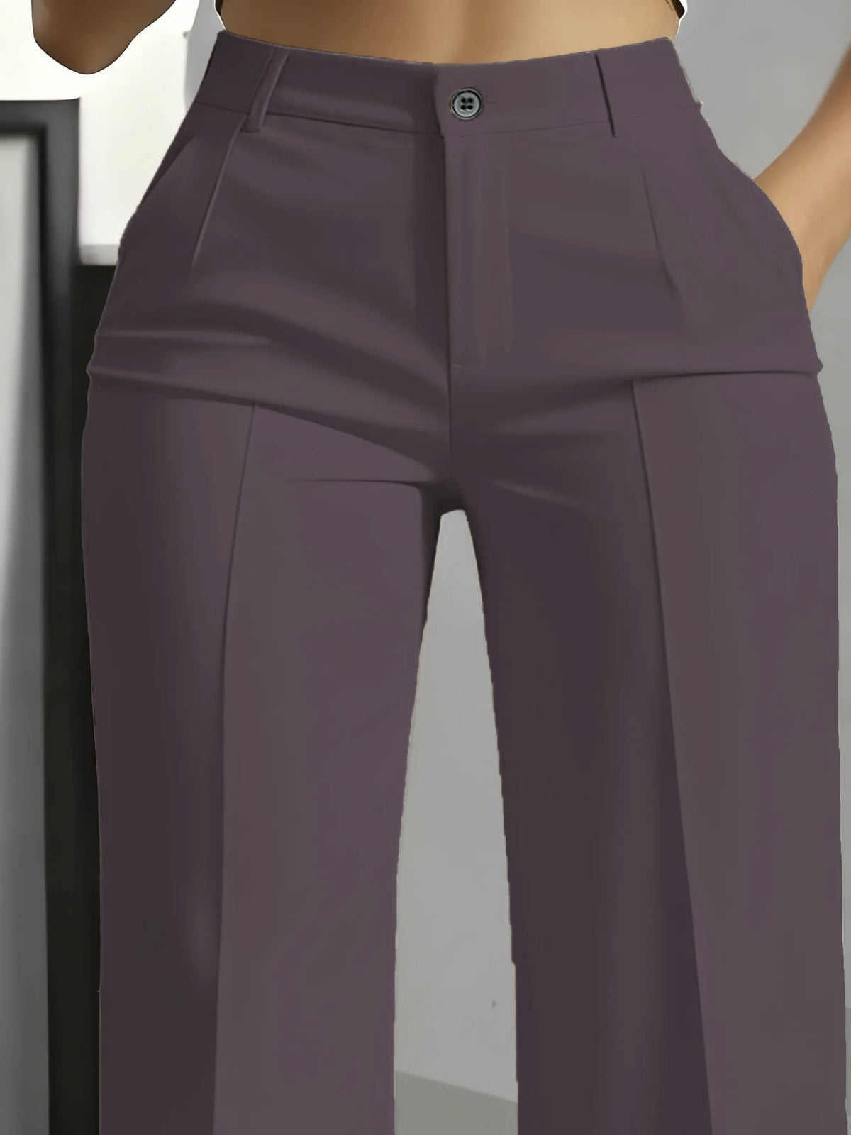 Essential High Waist Tailored Straight Leg Trousers in Mauve – view 2