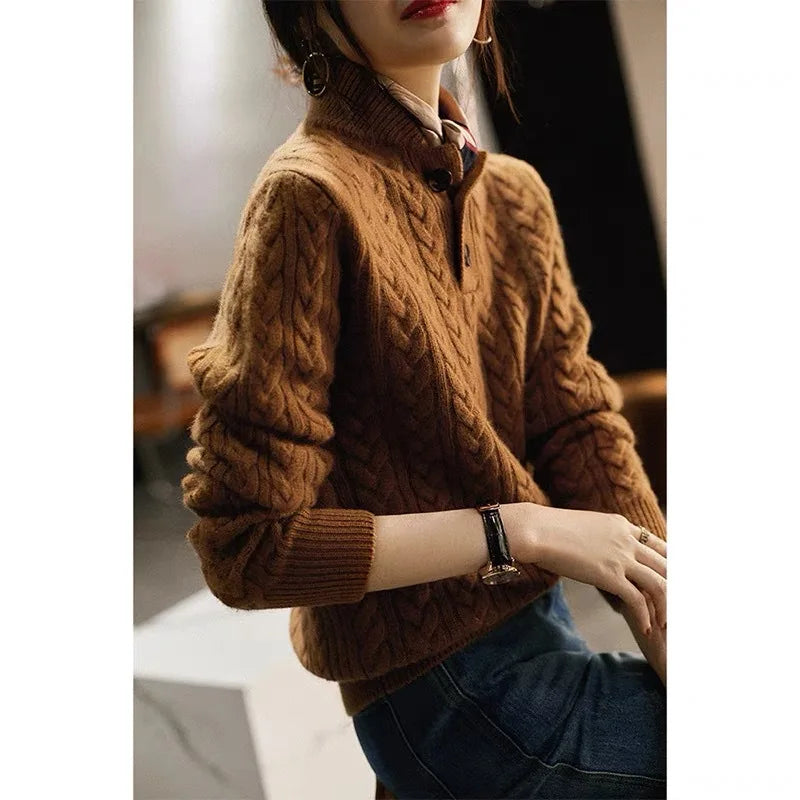 Signature Cable Knit Button Collar Sweater – view 13