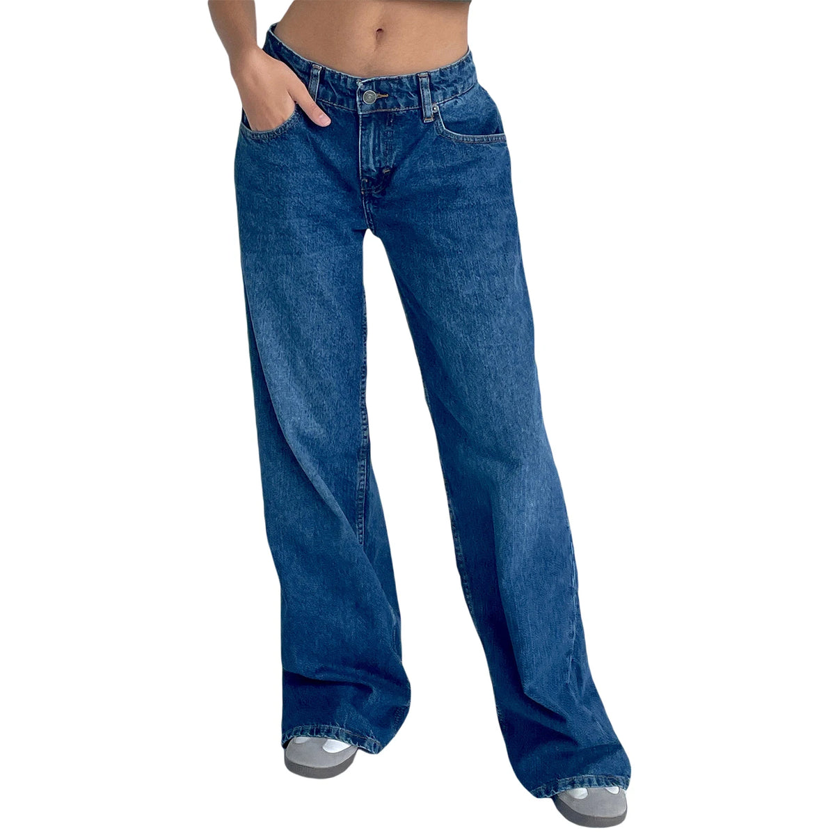 Classic Low Rise Baggy Wide Leg Jeans in Blue