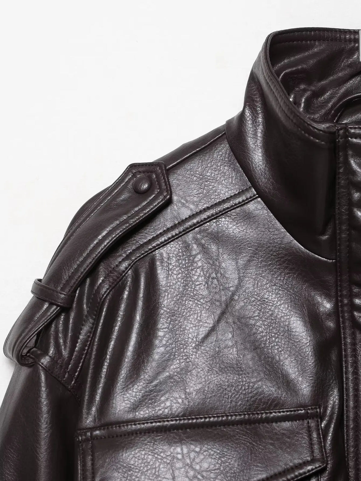 Classic Cropped Faux Leather Utility Jacket – view 7