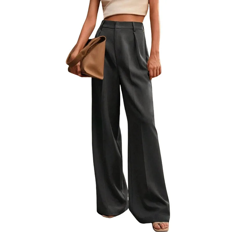 Pleat-Front Palazzo Trousers in Charcoal – view 2