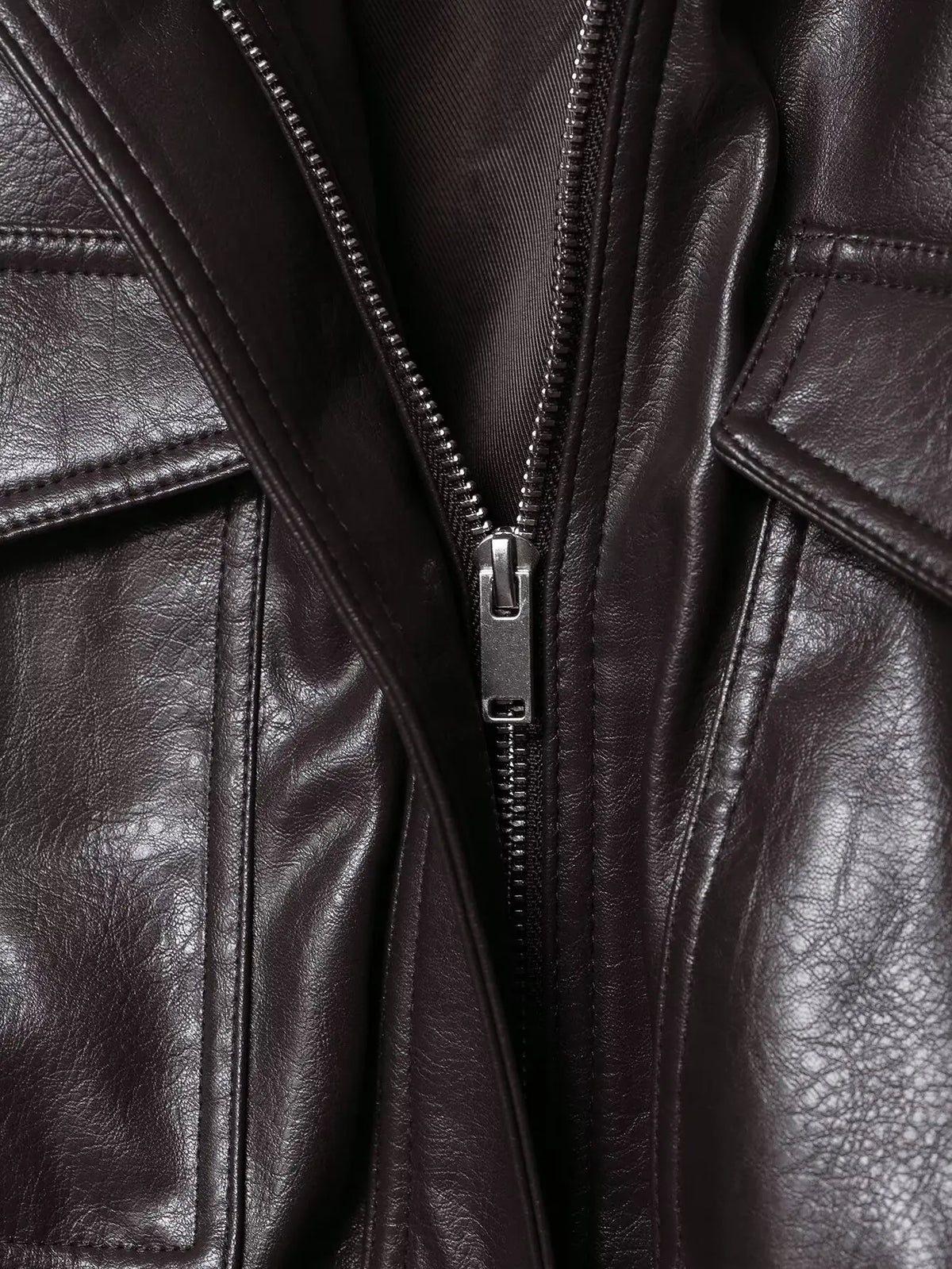 Classic Cropped Faux Leather Utility Jacket – view 13