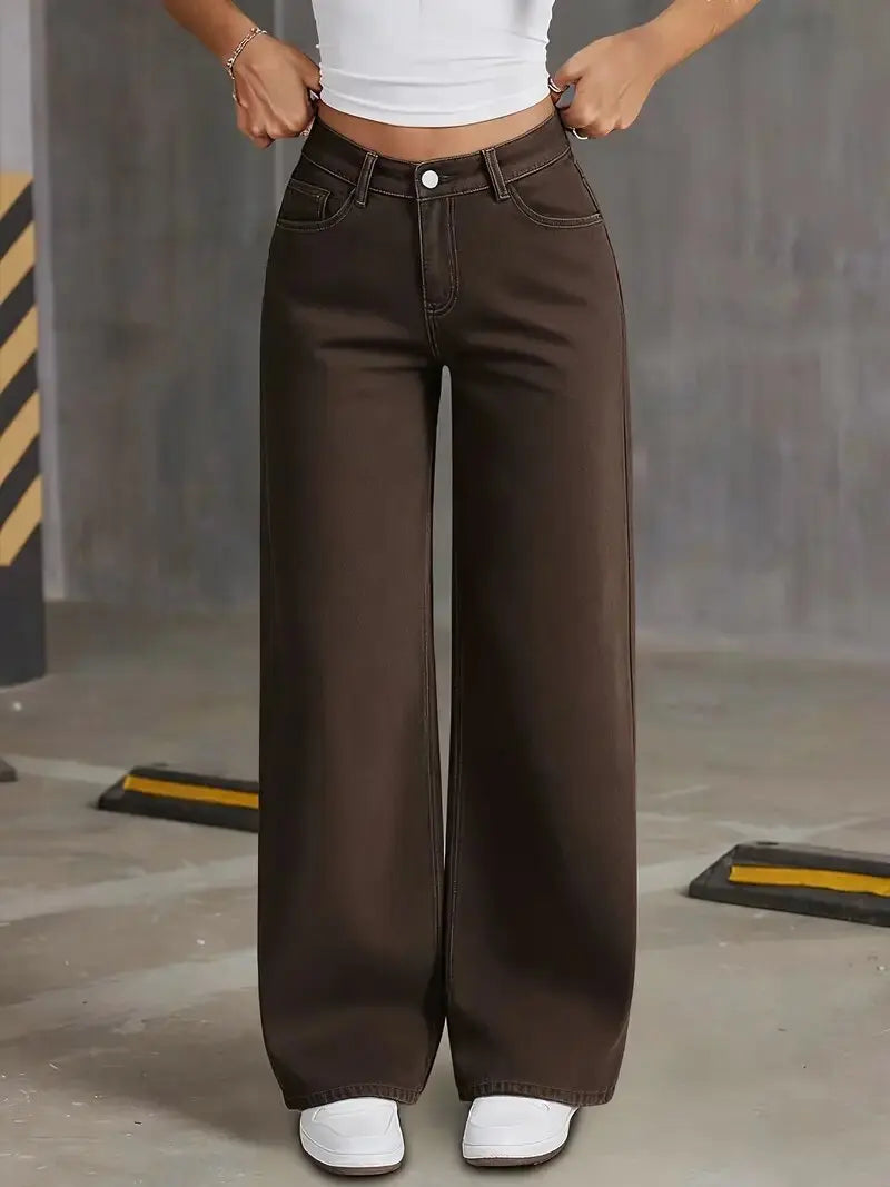 Classic High Rise Stretch Wide Leg Jeans – front view