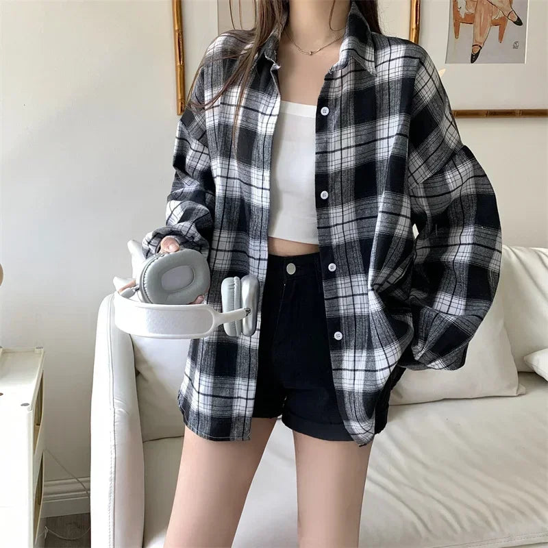 Essential Oversized Plaid Flannel Shirt – view 12