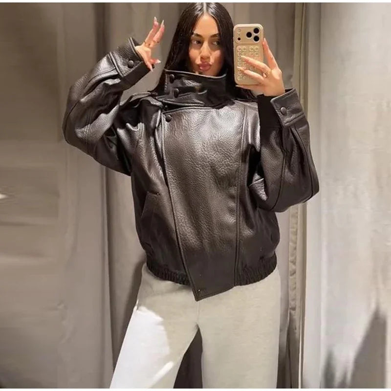 Signature Oversized Faux Leather Moto Jacket – view 7