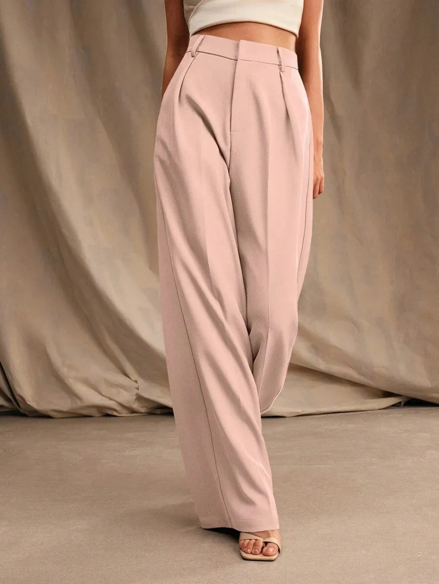 Pleat-Front Palazzo Trousers in Pink – view 5