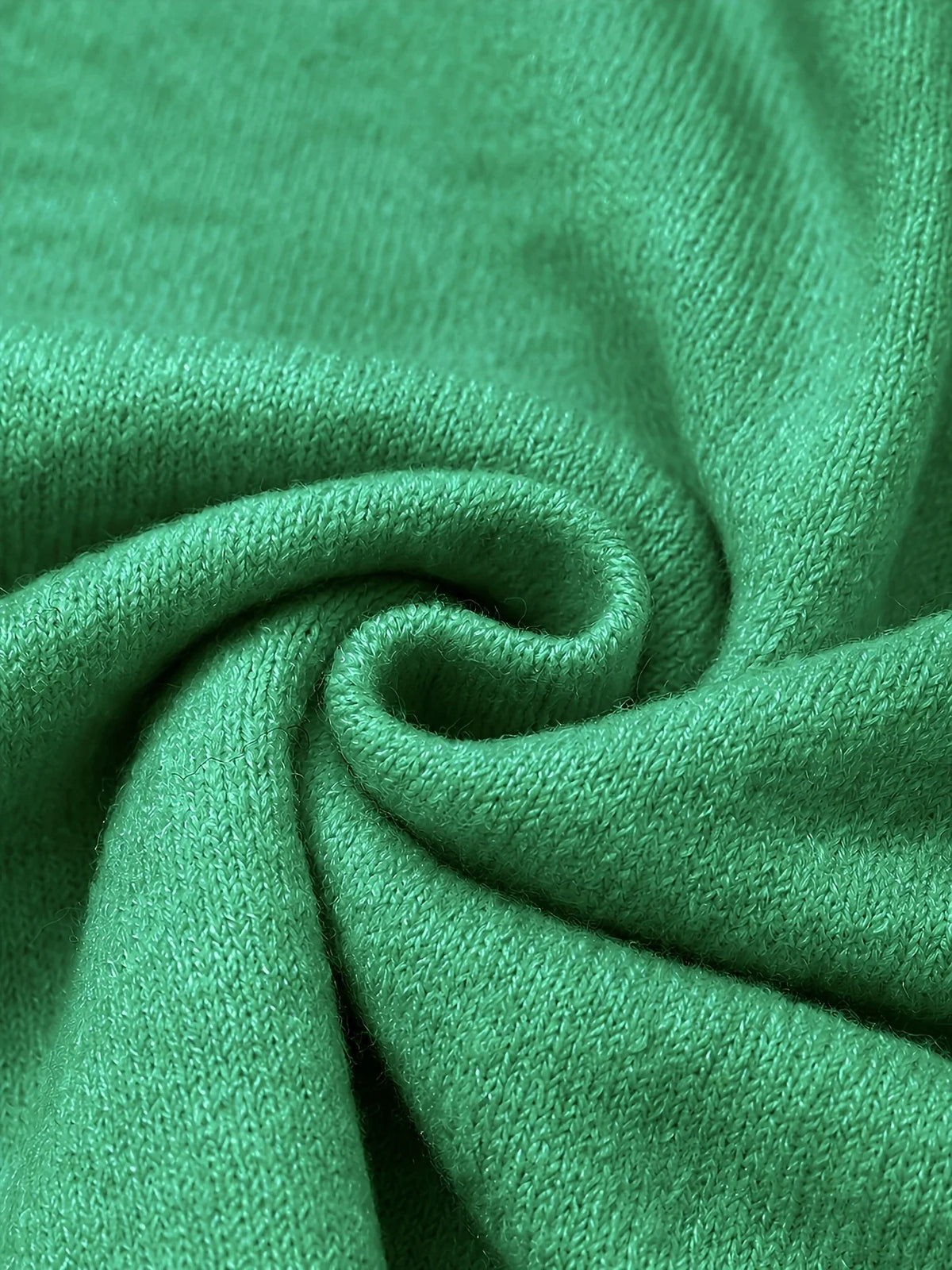 Classic Soft Knit Crew Neck Button Cardigan in Green – view 4