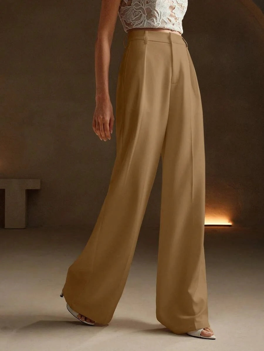 Pleat-Front Palazzo Trousers in Camel – view 4