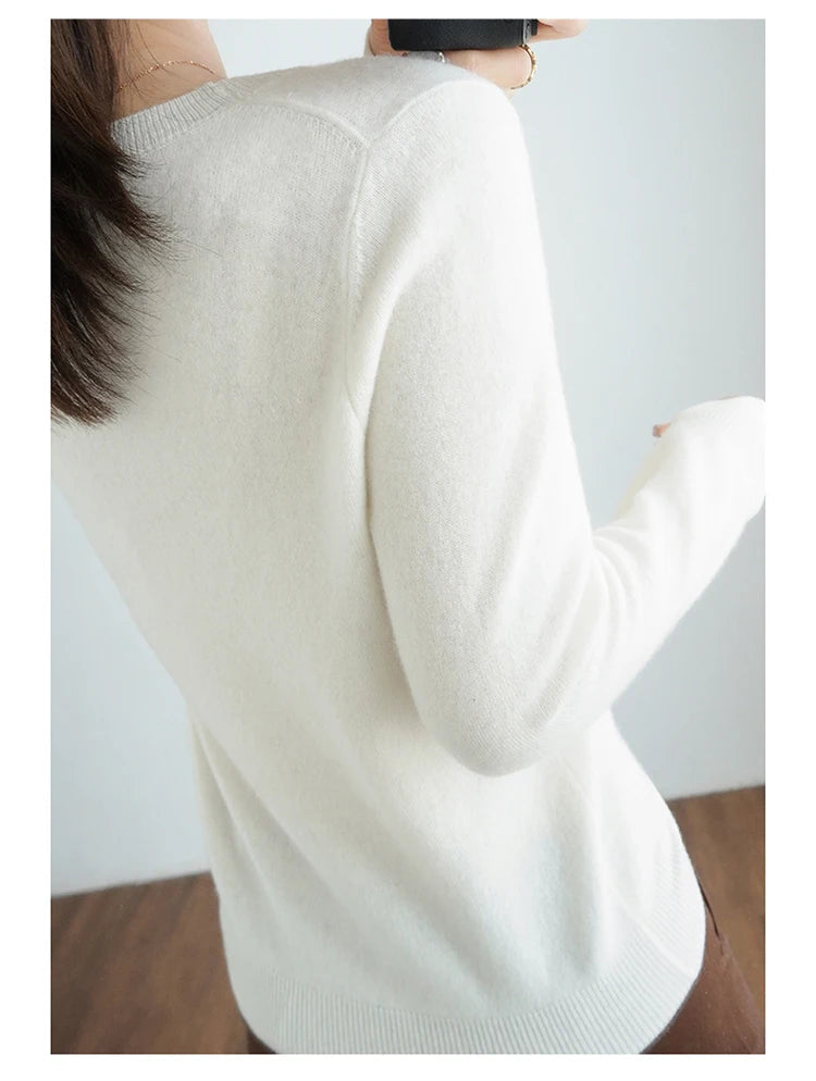 Essential Soft Knit Crew Neck Sweater in White – view 3