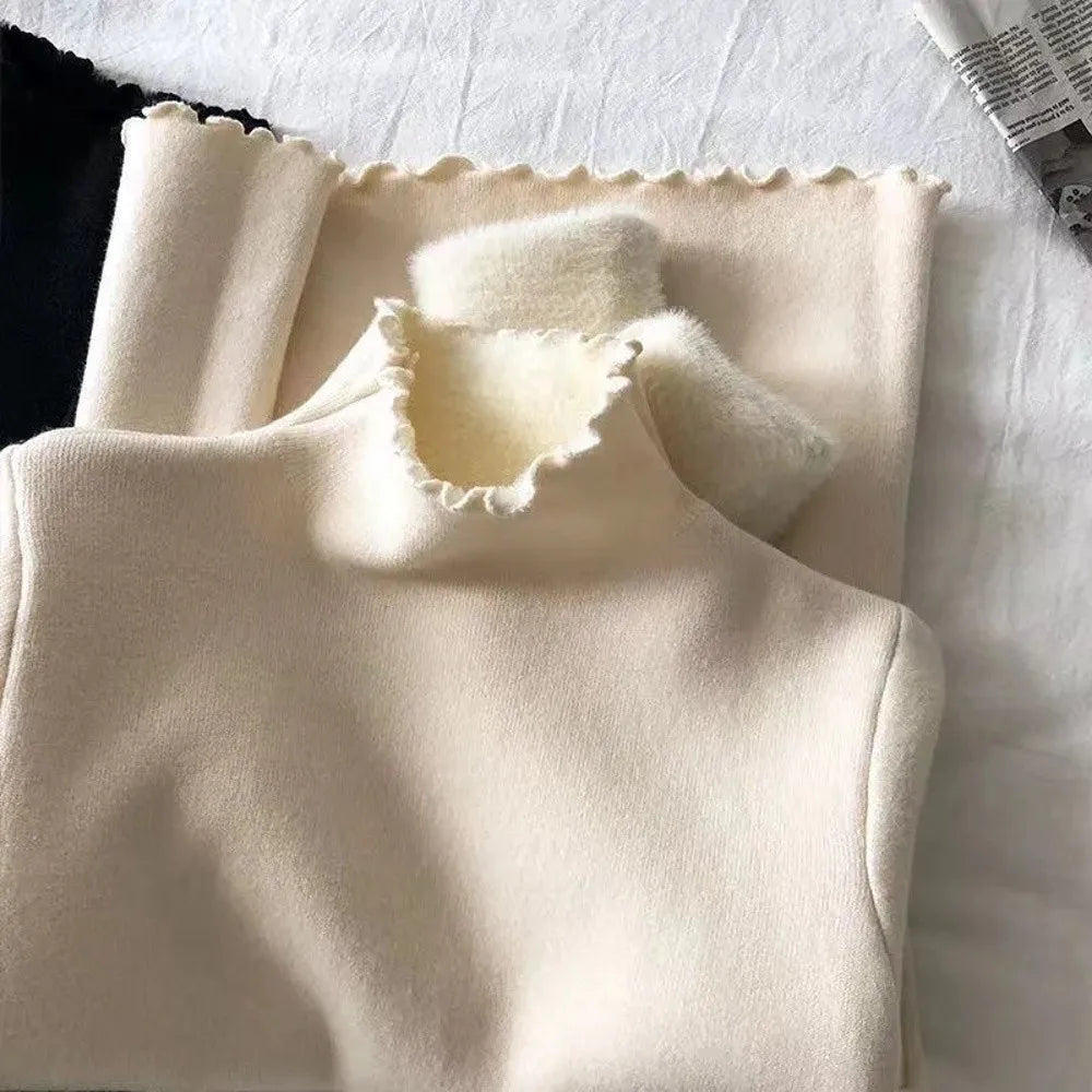 Essential Ruffle Mock Neck Fleece-Lined Sweater – view 12