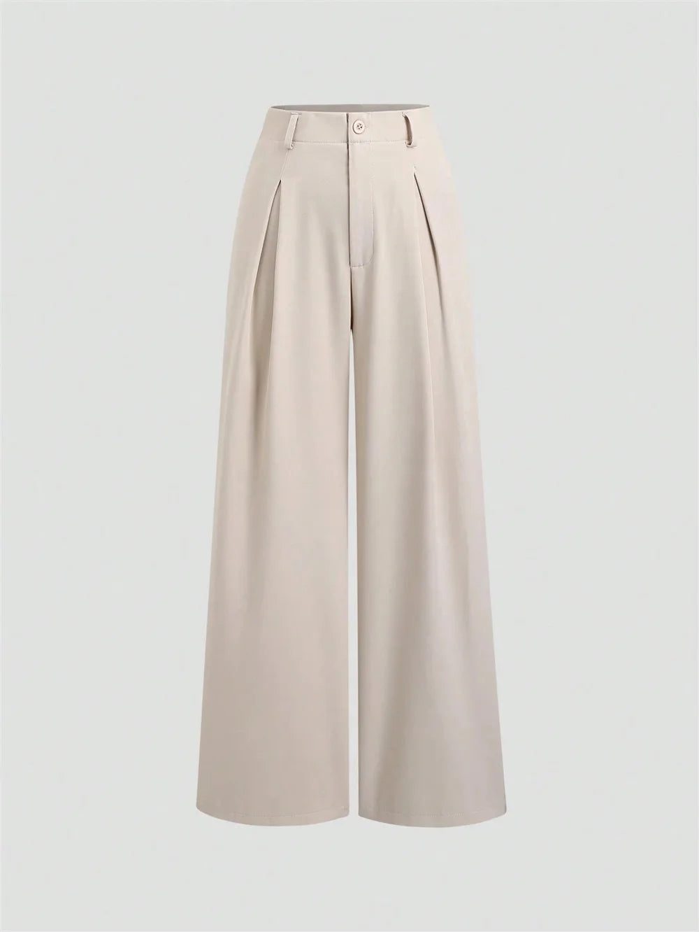 Pleated Wide Leg Suit Trousers in Beige