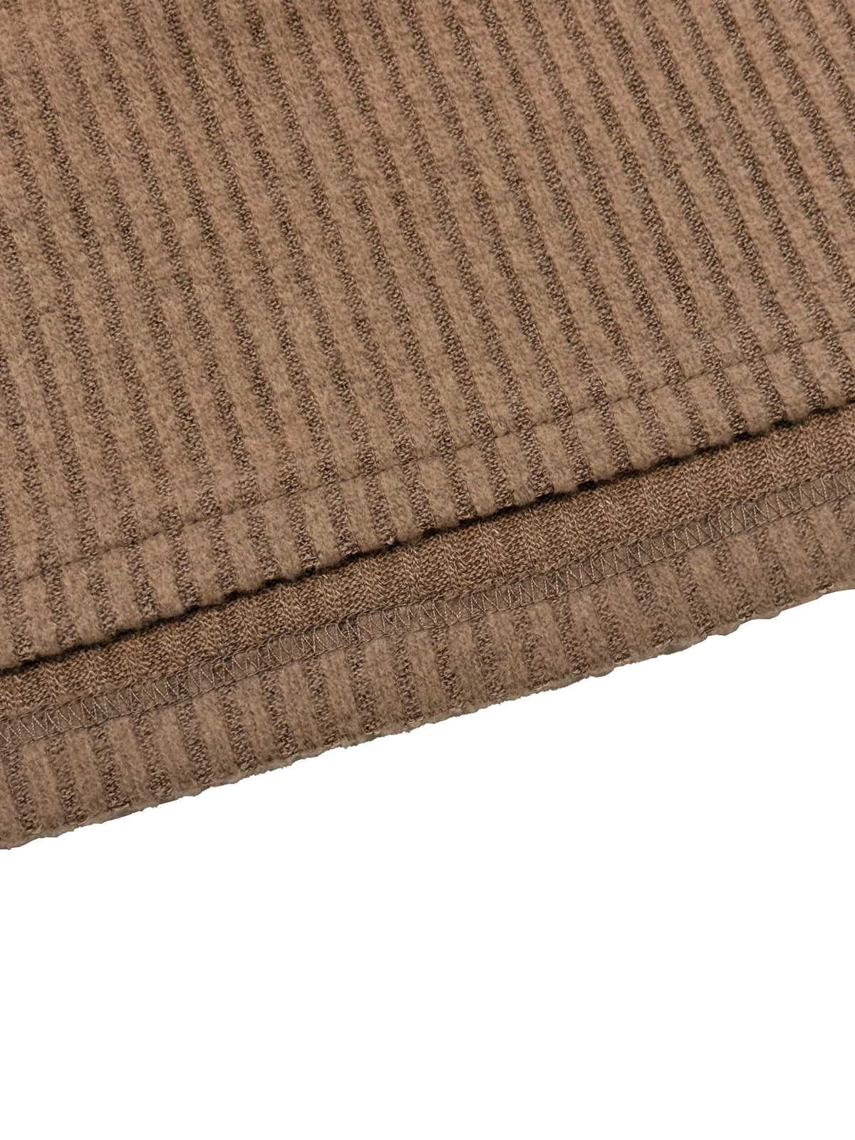 Signature Ribbed Twist Front Midi Dress in Camel – view 9