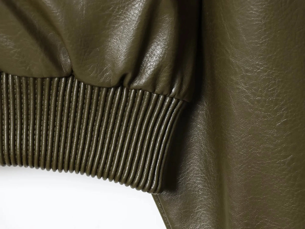 Classic Cropped Faux Leather Utility Jacket – view 21