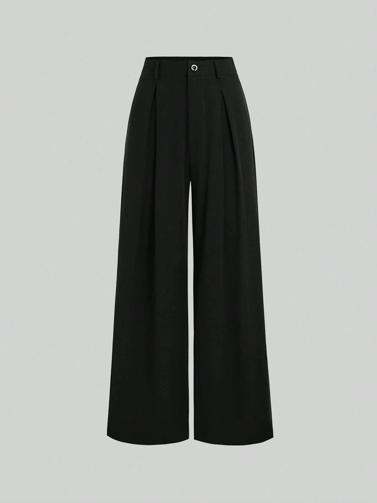 Pleated Wide Leg Suit Trousers in Black