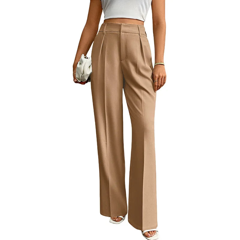 Pleat-Front Palazzo Trousers in Camel