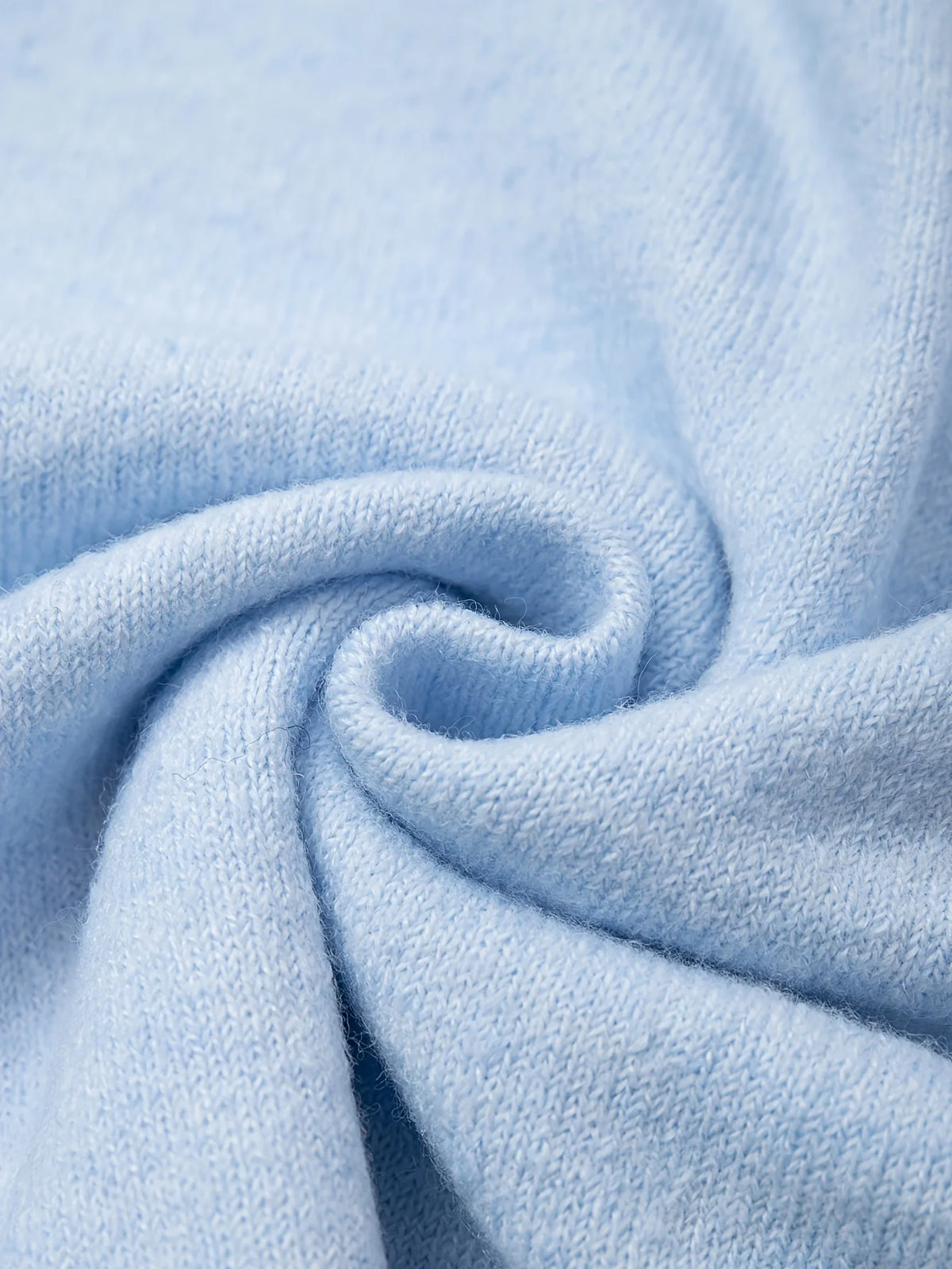 Classic Soft Knit Crew Neck Button Cardigan in Light Blue – view 4
