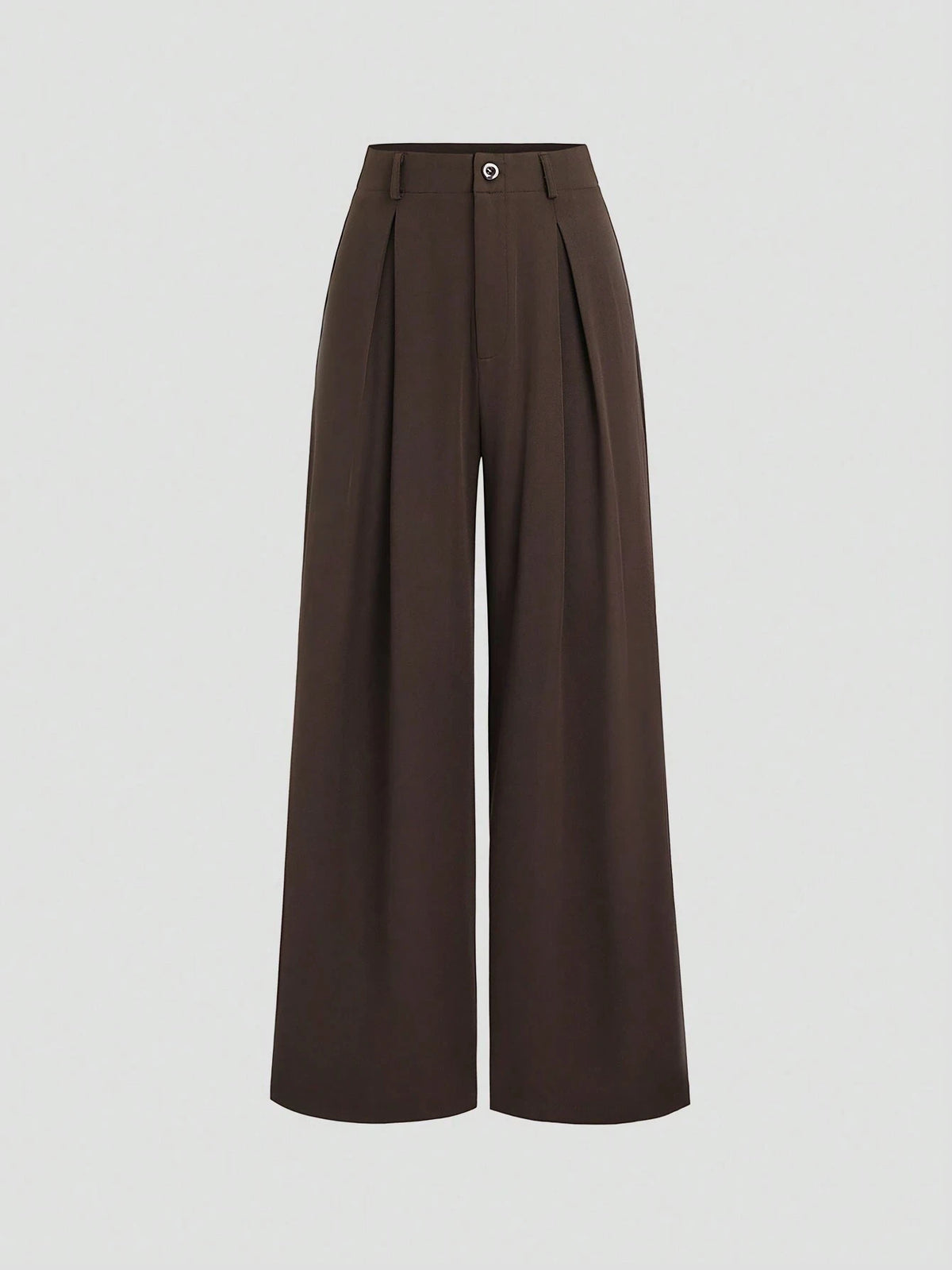 Pleated Wide Leg Suit Trousers in Brown